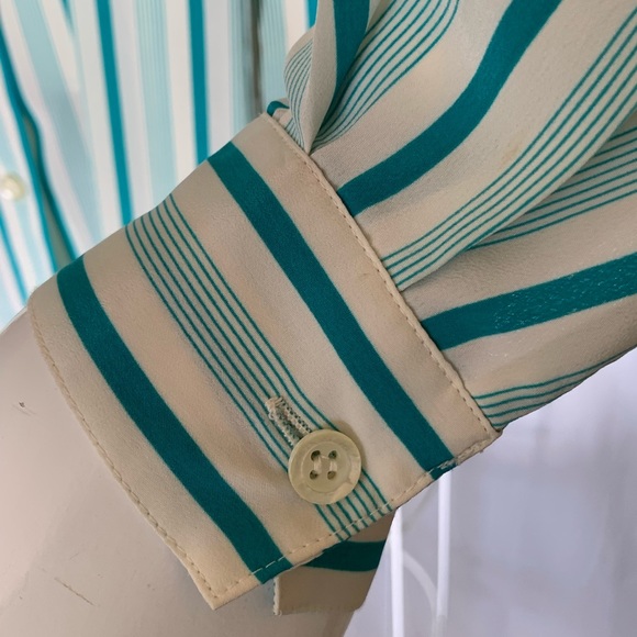 Vintage, long sleeve, button-down blouse striped - Picture 6 of 8